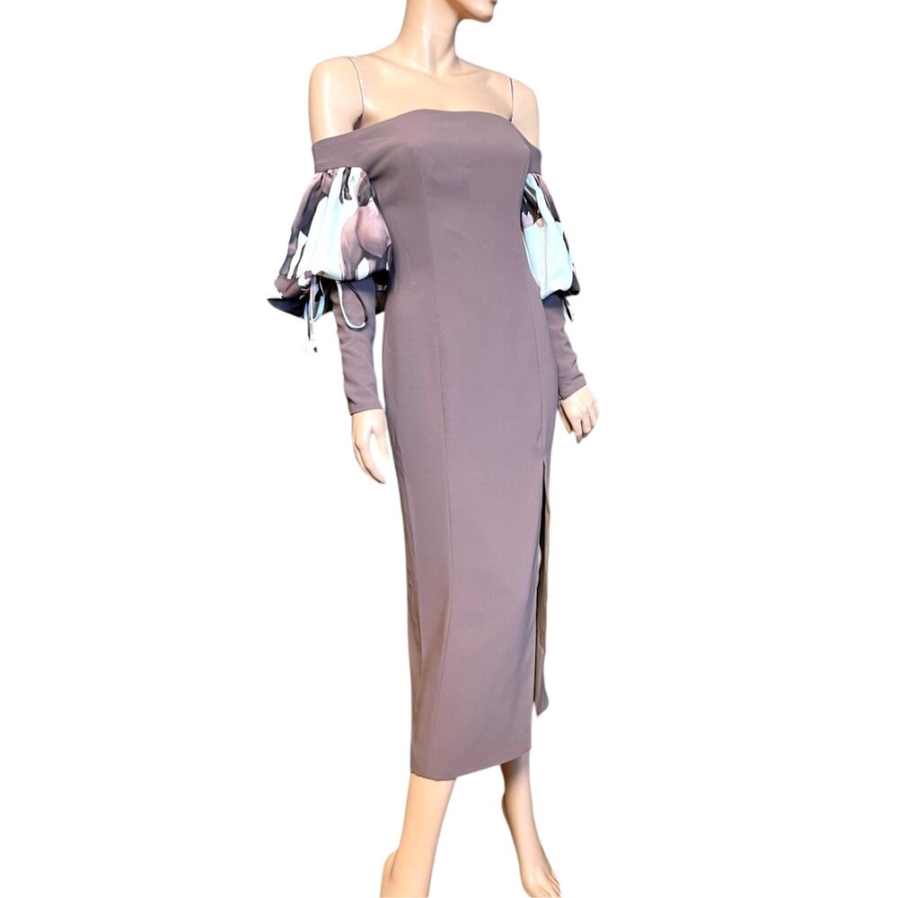 Zunilda Gutierrez Horses Midi Dress Size S Puff Long Sleeves Off the Shoulder